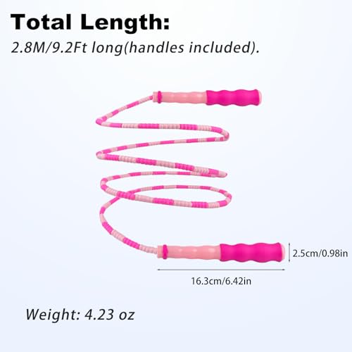 BIRDDIE Soft Beaded Jump Ropes, Adjustable Length Skipping Rope, Tangle Free Segmented Jumping Rope for Kids and Adults Exercise, Fitness 9.2 Ft (3Pack) - Image 3
