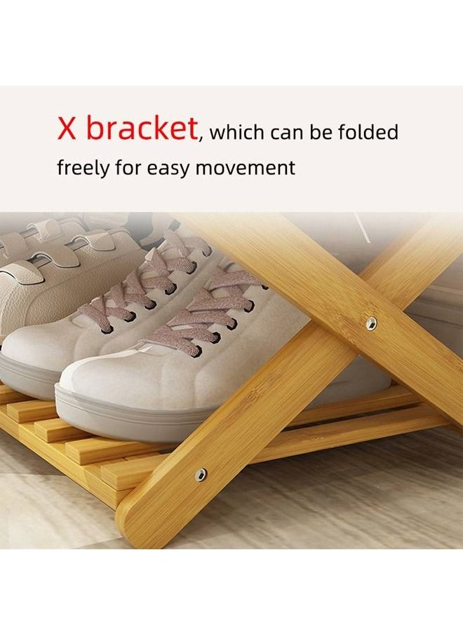4-Tier Folding Bamboo Shoe Rack Beige 100x25x68cm