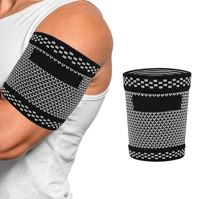 UROCK Bicep Compression Sleeve 1 Pair,Copper Upper Arm Compression Sleeve,Bicep Tendonitis Brace Triceps Brace for Pain Relief,Arm Support fit for Men Women-Black - Image 1