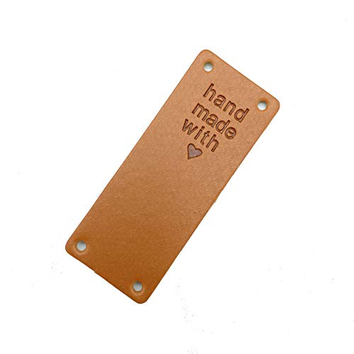 Wenplus 40 PCS Folding Handmade Leather Labels PU Leather Label Hand Made Embossed Tag with Holes Embellishments DIY Accessories for Clothing Jeans Bags Shoes Hat - 4 Styles - Image 4
