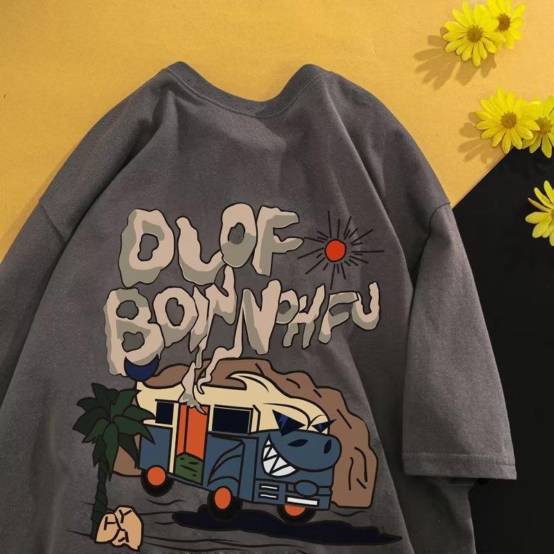 American Retro ins Trendy Brand Cartoon Short-sleeved T-shirt Boys Summer Loose Hip-hop High Street Couple Half-sleeved T-shirt - Image 5