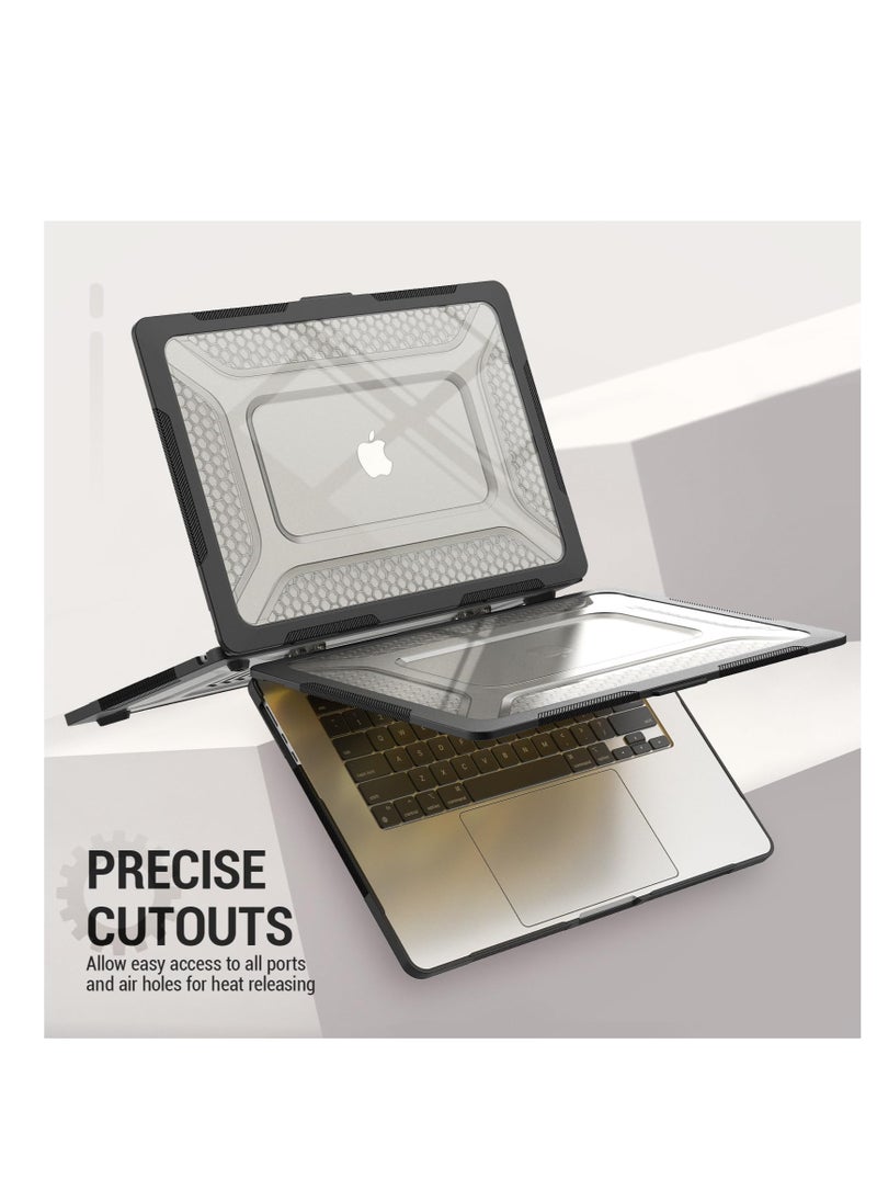 Generic - For 2023 MacBook Air 15 inch Case, Heavy Duty Shockproof Protective Hard Shell with Folding Stand, Suitable for MacBook Air 15”A2941 M2 Chip (Black) - Image 1