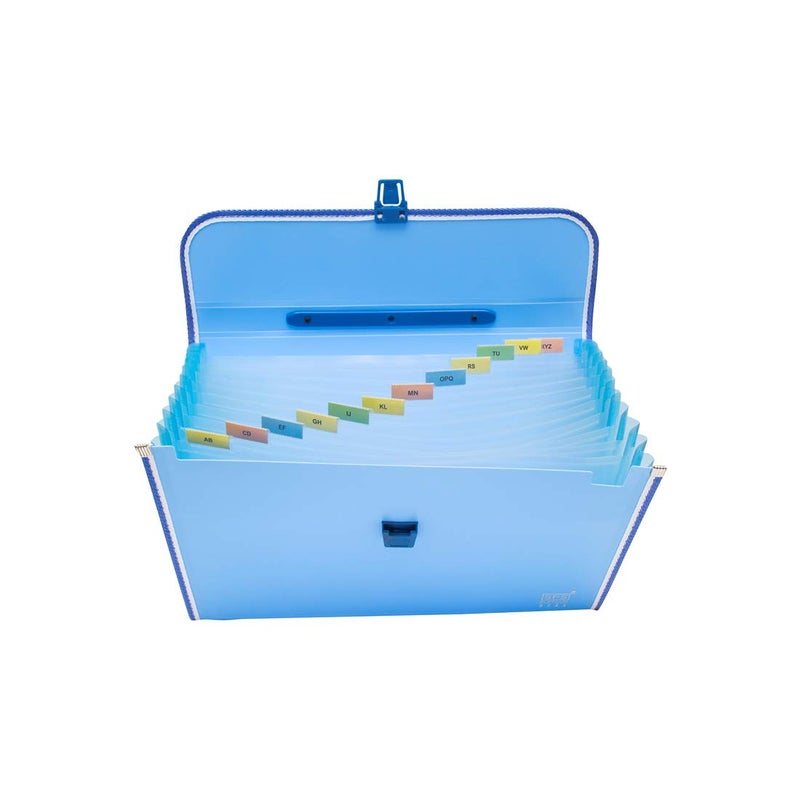 sps 13 Pocket Expanding File Folder with Buckle Closure,Label Index and Handle for A4/Foolscap/Legal Documents (Blue) - Image 3