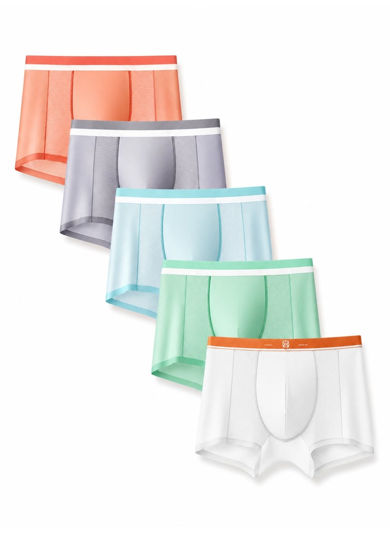 Men’s Ice Silk Boxer Briefs 5-Pack, Breathable Mesh Underwear, Soft Stretch Quick-Dry Trunks, Lightweight Comfortable for Men - Image 1