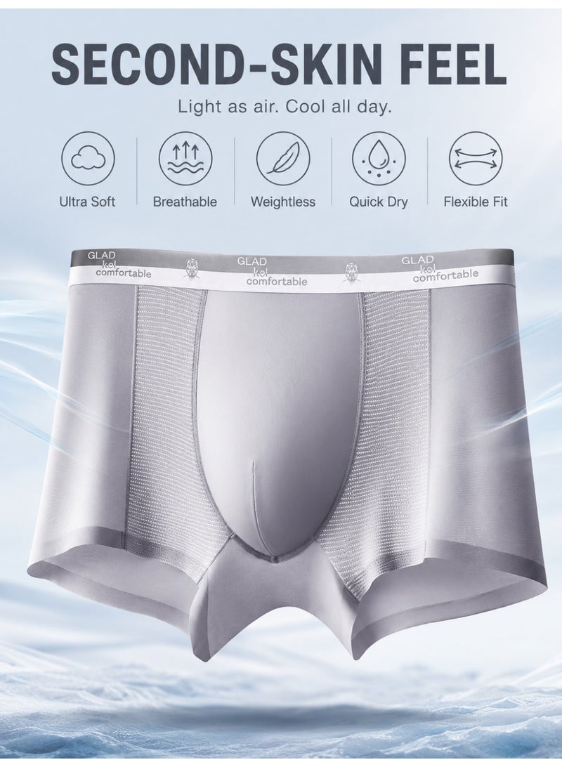 Men’s Ice Silk Boxer Briefs 5-Pack, Breathable Mesh Underwear, Soft Stretch Quick-Dry Trunks, Lightweight Comfortable for Men - Image 3