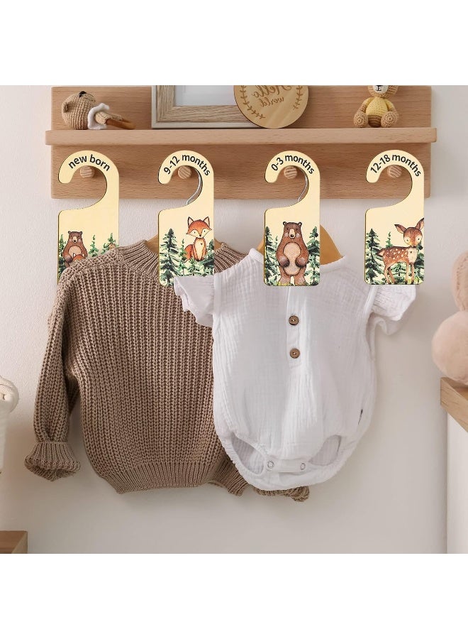 Whaline 8Pcs Baby Closet Size Dividers Woodland Design Hanging Wooden Baby Closet Organizer - Image 5