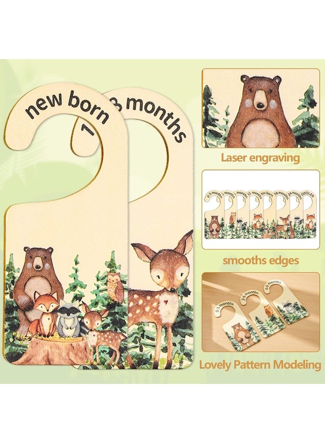 Whaline 8Pcs Baby Closet Size Dividers Woodland Design Hanging Wooden Baby Closet Organizer - Image 3