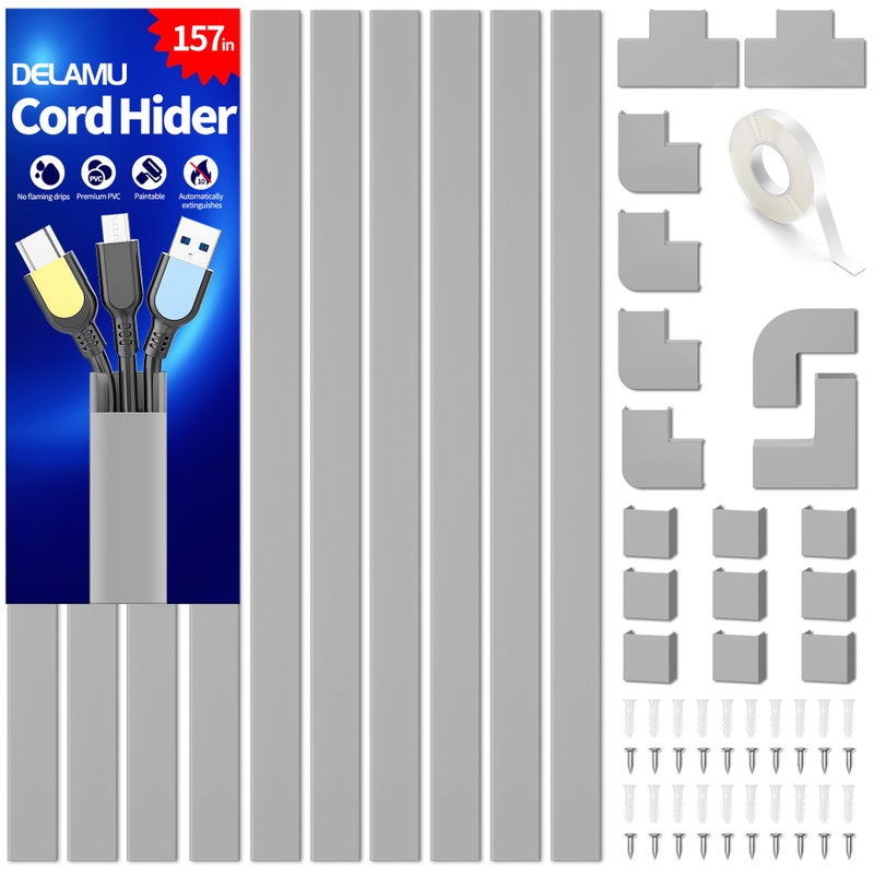 Delamu 157in Delamu Cord Hider Wall for Wall Mounted TV, Wire Hider Kit - Image 1
