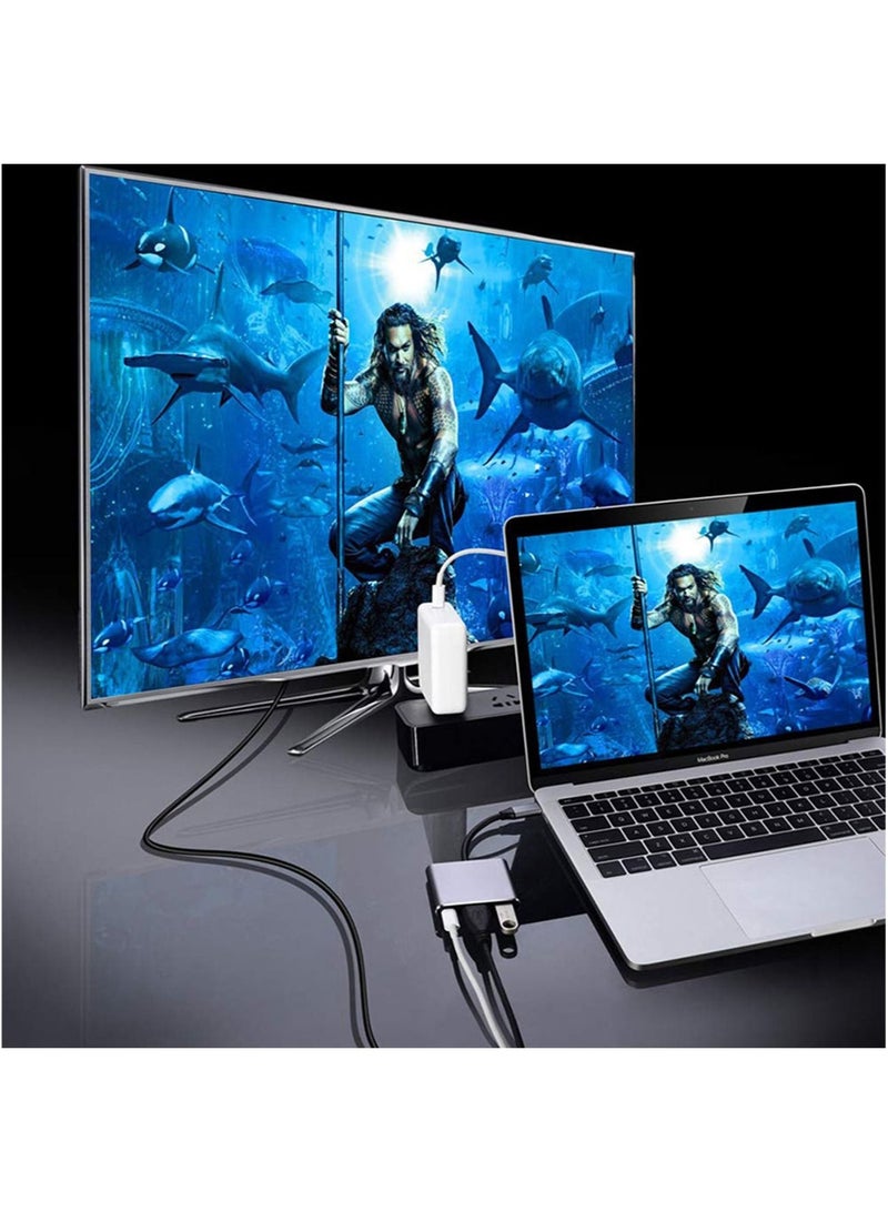 2 in 1 Type-C To USB and HDMI Adapter Grey  - Image 4
