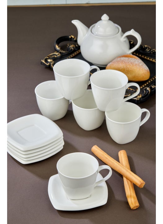 Porcelain White 6-Piece Simple Stylish Coffee Cup Set