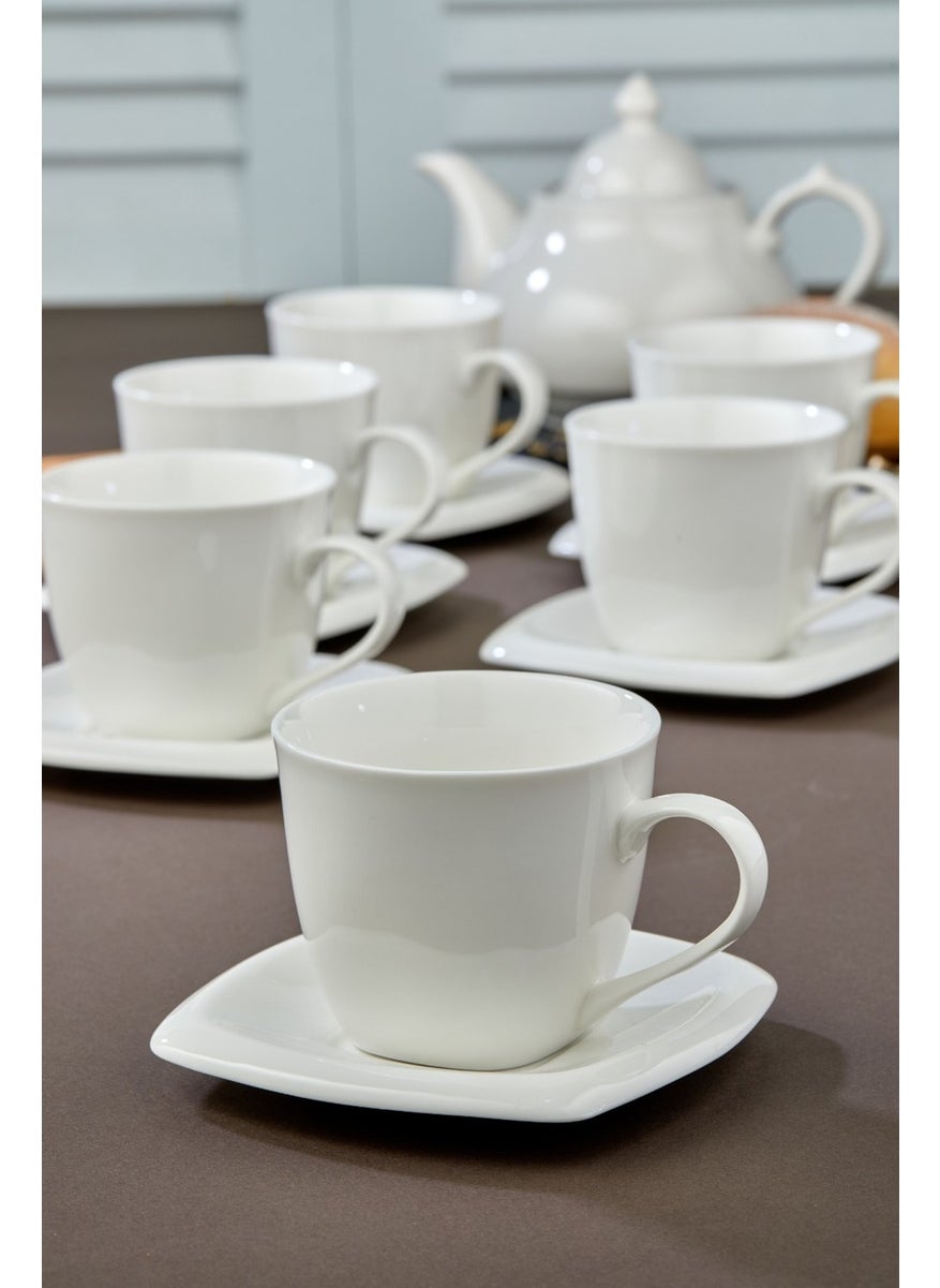 Cooker - Porcelain White 6-Piece Simple Stylish Coffee Cup Set - Image 1