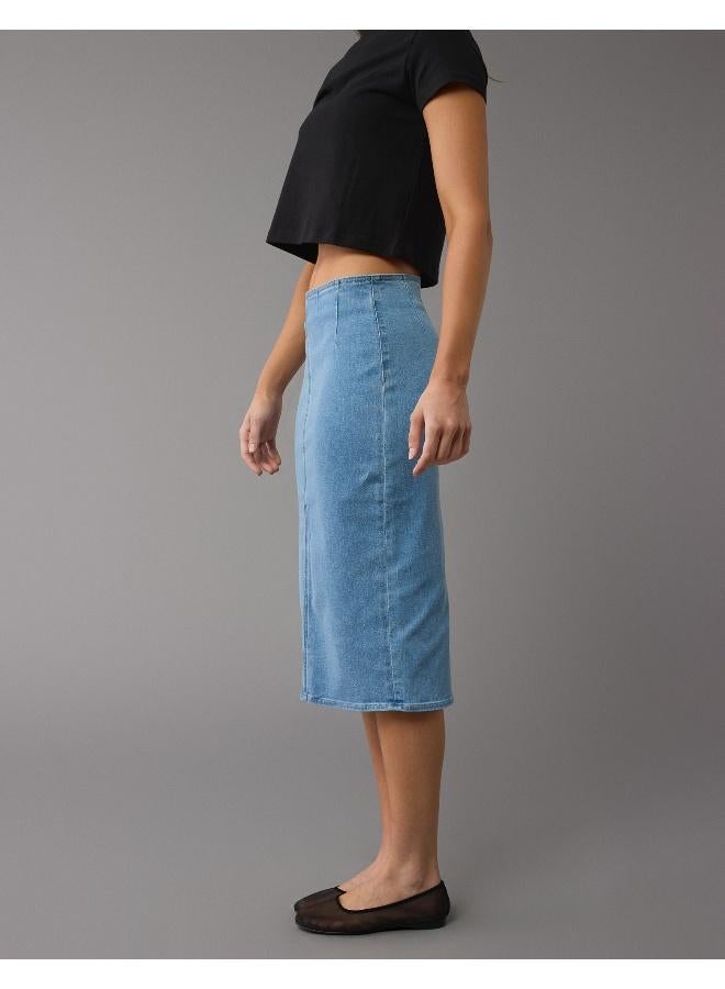 American Eagle Highest Waist Denim Midi Skirt - Image 5
