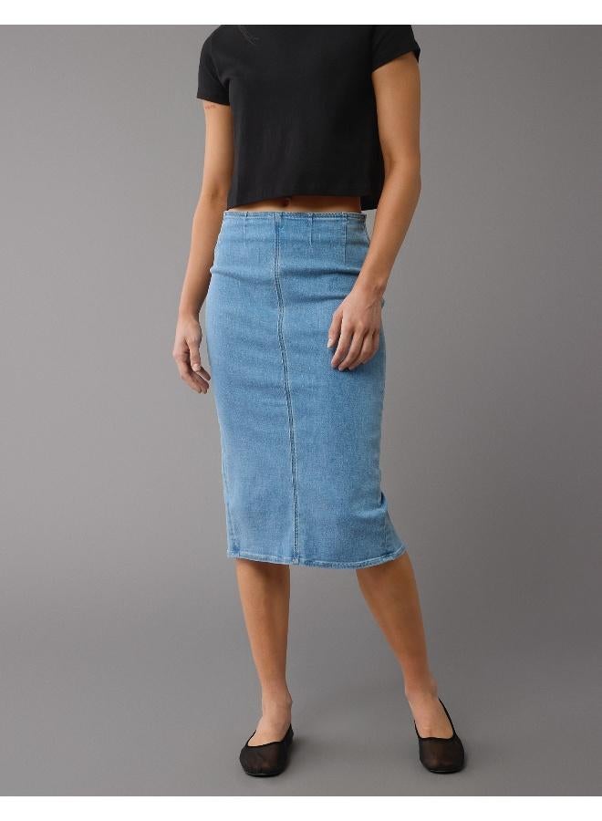 American Eagle Highest Waist Denim Midi Skirt - Image 1