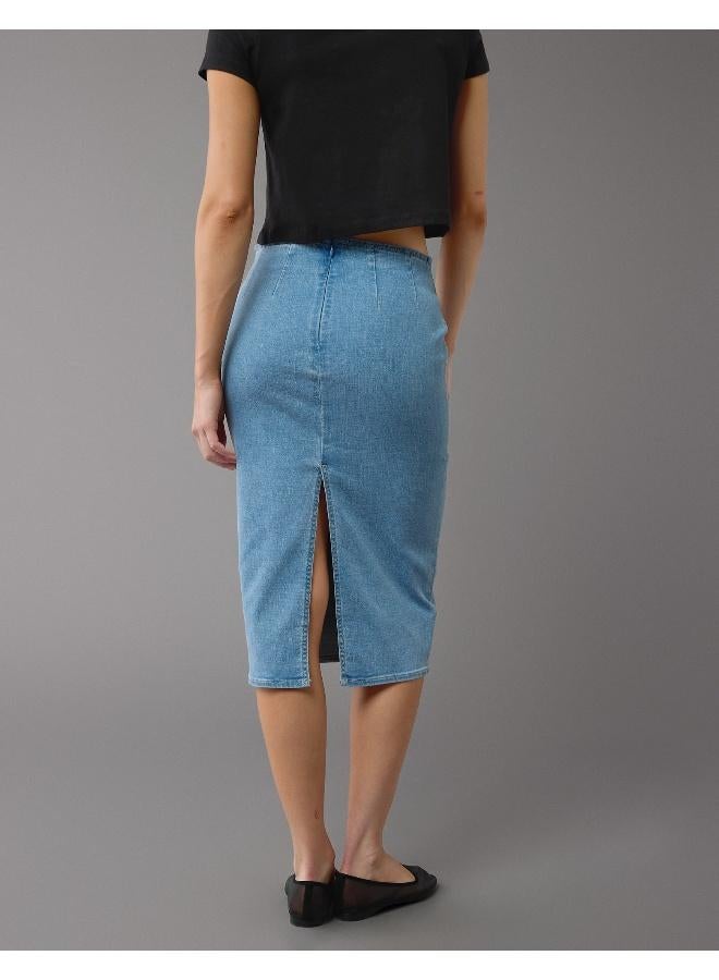 American Eagle Highest Waist Denim Midi Skirt - Image 4