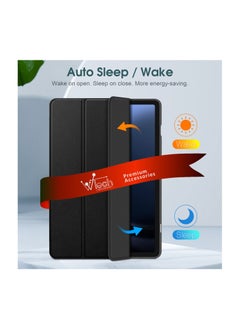 Wtech Smart Flip Auto Awake/Auto Sleep Leather Texture Case Cover For Samsung Galaxy Tab S9 FE Plus 5G 2023 (X616B, X610) 12.4 Inch Black  - Image 2