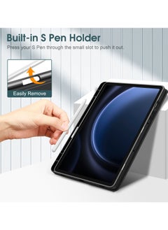 Wtech Smart Flip Auto Awake/Auto Sleep Leather Texture Case Cover For Samsung Galaxy Tab S9 FE Plus 5G 2023 (X616B, X610) 12.4 Inch Black  - Image 4