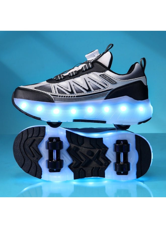 HUSK'SWARE Binlebird Kids' Lightning Roller Shoes - Four-Wheel LED Sports Sneakers 