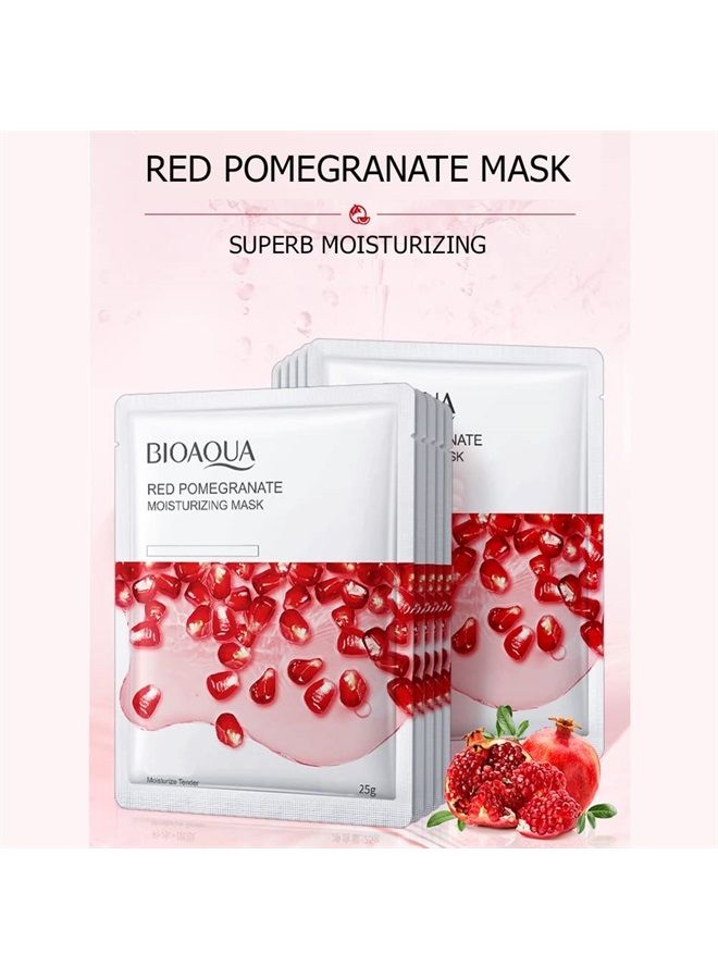 BIOAQUA Moisturizing Tender Face Mask Fruit Honey Green Tea Cucumber Avocado Blueberry Red Pomegranate Aloe Vera Facial Skin Care 25g x 8pcs - Image 2
