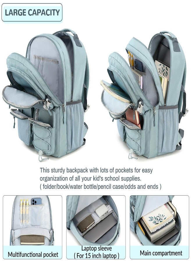 Lohol Multi-Pocket Backpack for Travel College, Heavy Duty Big Bookbag with 15.6 inch Laptop Compartment (Navy Geometry - Image 4