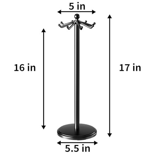 MAYZOLOP Kitchen Countertop Utensil Holder, Stainless Steel Rotatable Cooking Utensils Holder with 8 Rotating Hooks, Hanging Organizer for Spoon, Spatula, Black - Image 4