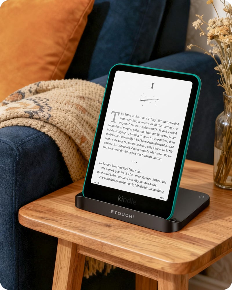 Stouchi Foldable Wireless Charging Dock Compatible with Kindle Paperwhite Signature Editions (2022 & 2024) and Colorsoft Signature Edition, Samsung Ebook，USB-C Charger Stand, Ready-to-Gift - Image 1