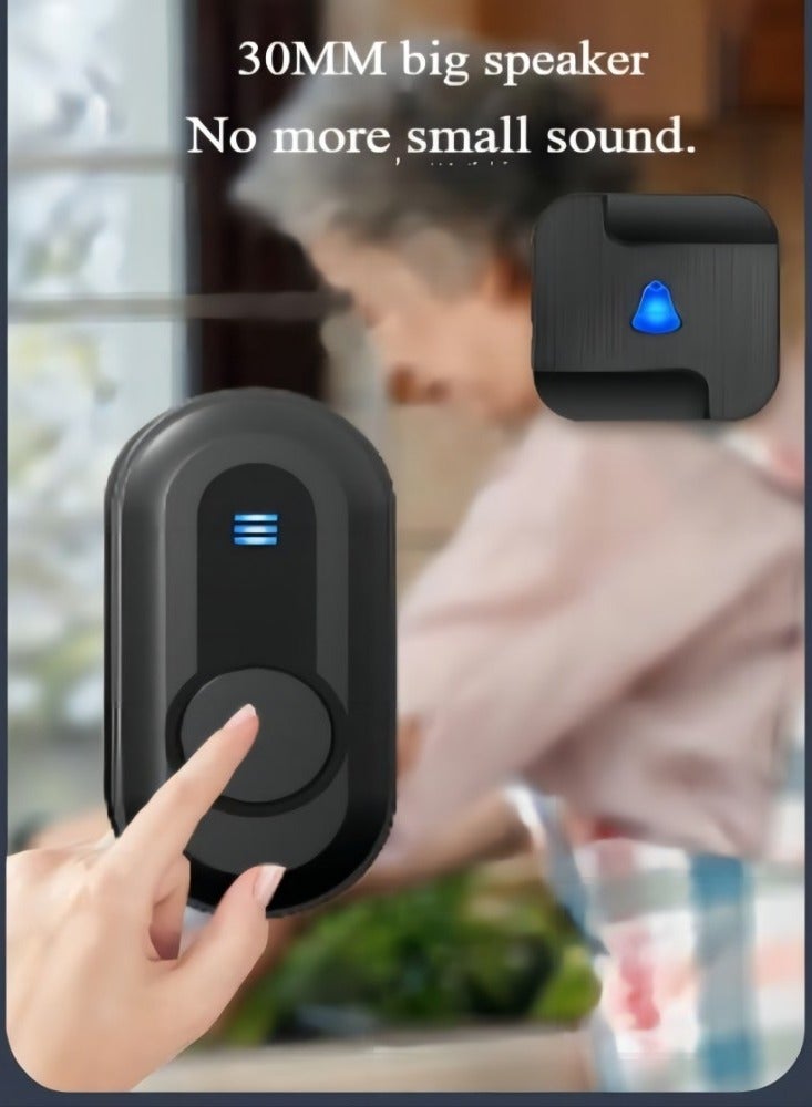 جرس باب لاسلكي مقاوم للماء مع وميض LED، جرس باب مقاوم للماء، جهاز استقبال واحد وجهازَي إرسال، جرس باب منزلي، جهاز استدعاء لاسلكي لمقدمي الرعاية بمدى يزيد عن 300 متر، 55 نغمة و5 مستويات صوت، جرس باب لاسلكي للمنزل والمكتب والشقة والفندق والمستودع ومضاد للسرقة - Image 5