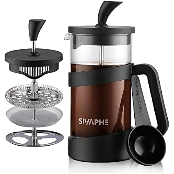 Sivaphe French Press Coffee Maker Coffee Pot 350Ml Cafetiere Coffee Plunger Black 12Oz 12 Cup Small Tea Press Borosilicate Glass Gift - Image 1