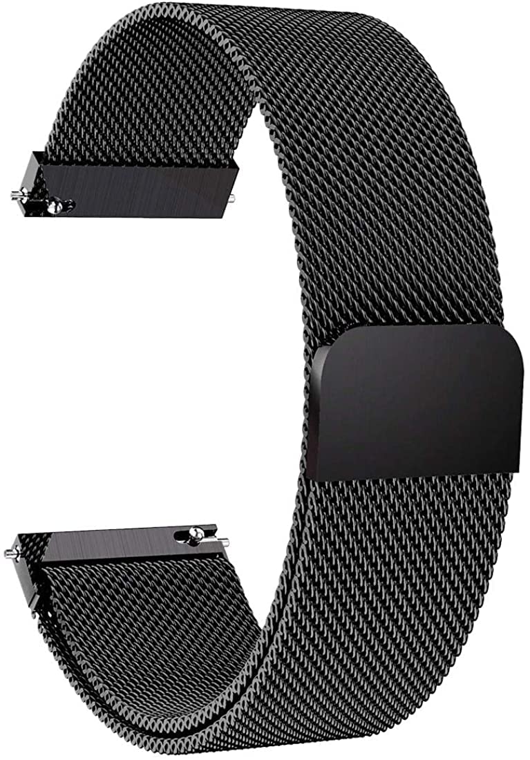 eWINNER 22mm Milanese Loop Stainless Steel Magnet Lock Strap – Compatible with Samsung Gear S3 Classic/Frontier, Moto 360 - Image 1