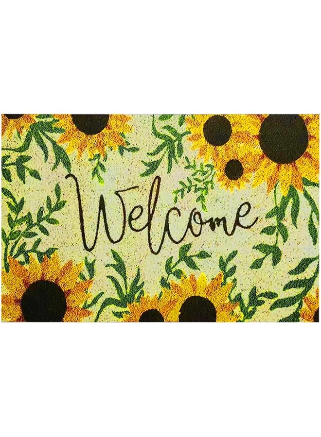 ORiTi Welcome Door Mat 40X60Cm Entryway Floor Mats With Non Slip Rubber Backing Indoor Outdoor Mat For Front Door Decor Home And Office Welcome Mats With Floral Print - Image 1