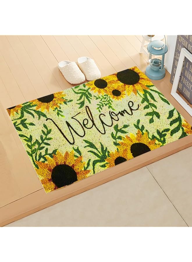 ORiTi Welcome Door Mat 40X60Cm Entryway Floor Mats With Non Slip Rubber Backing Indoor Outdoor Mat For Front Door Decor Home And Office Welcome Mats With Floral Print - Image 2