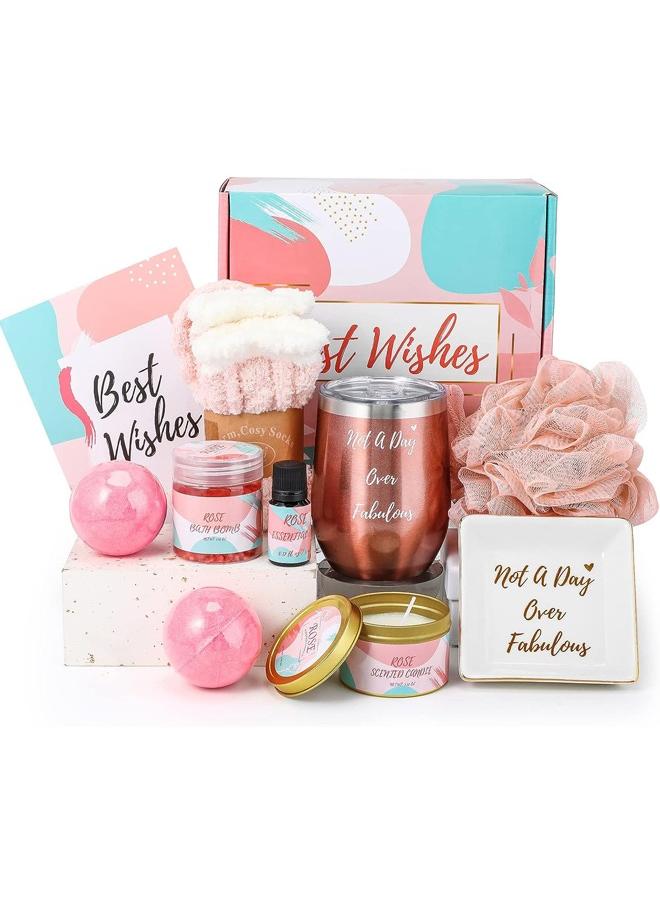 Beauenty 11PC Scented Candles & Bath Bombs Set,Gifts for Women for Birthday Mother's Day Women's Day,Bubble Bath Set Gifts for Women,Relaxing Spa Gift Set for Women (pink rose) - Image 1