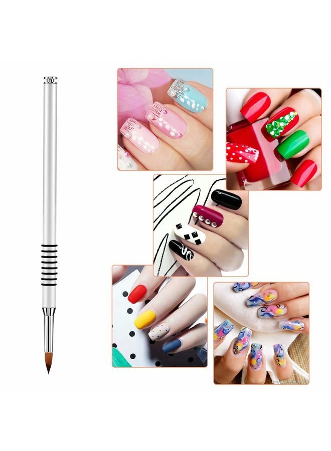 accmor 3D Nail Art Brush for Acrylic Powder, Kolinsky Acrylic Nail Brush, Silver Metal with Non-Slip Handle (Size # 2) - Image 5