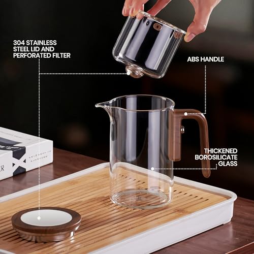 MACTANO Enchant Series Glass Magic Teapot with Magnetic Infuser, Modern Personal Tea Pot for Loose Leaf Tea Visual Brewing Easy Clean - 20.12 oz - Image 4