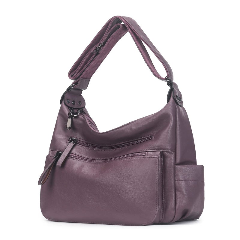 Artwell Fashion Crossbody Bag For Women Shoulder Bag Soft PU Leather Handbags Purses Multi Pocket Hobo Tote Bag (Purple) - Image 1
