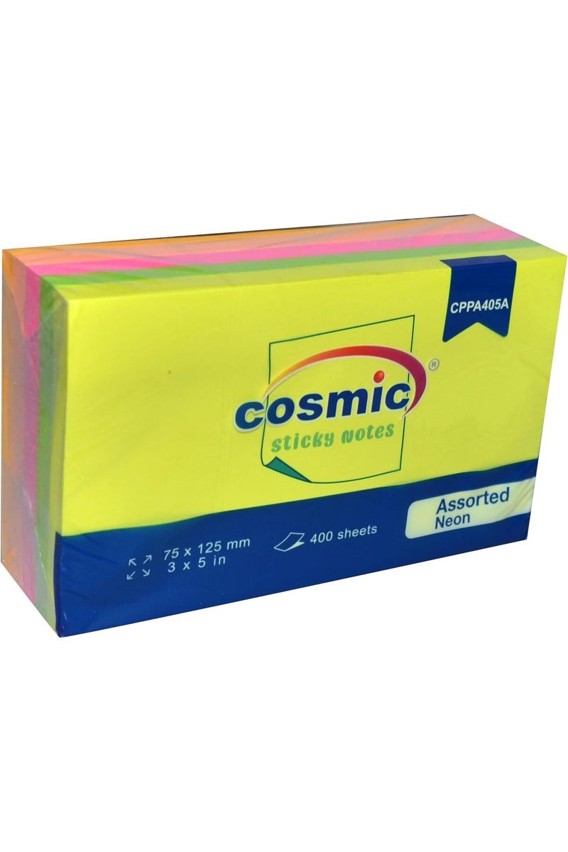 Cosmic CPPA405A Sticky Notes 400 Sheets, 3 x 5-Inch, Neon Assorted Colors - Image 2