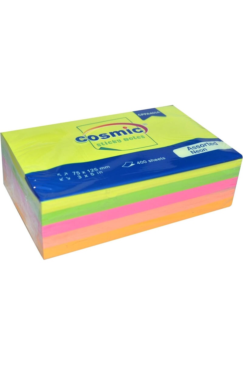 Cosmic CPPA405A Sticky Notes 400 Sheets, 3 x 5-Inch, Neon Assorted Colors - Image 3
