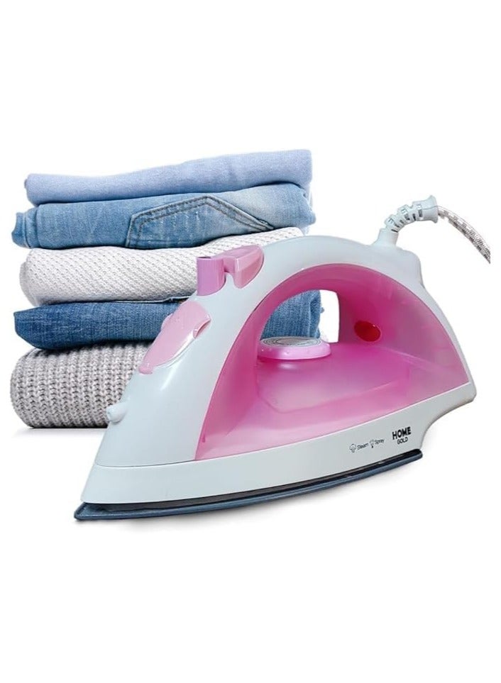 هوم جولد مكواة بخار قوية 2000 واط - تسخين سريع في 15 ثانية مع أوضاع رطبة/جافة وقاعدة سيراميك وميزات أمان، موديل HG-158A - Image 1