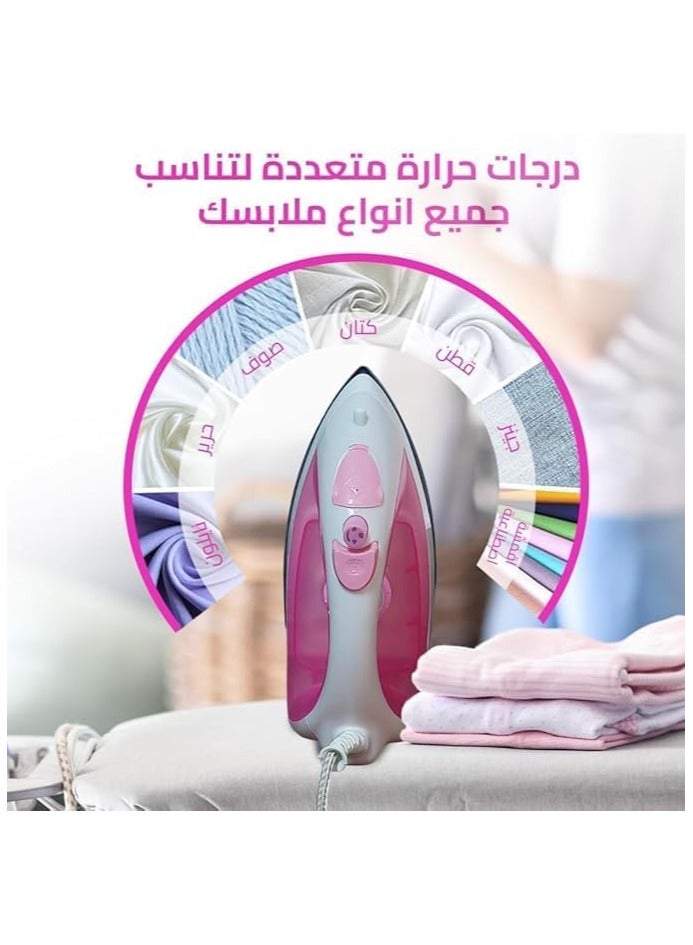 هوم جولد مكواة بخار قوية 2000 واط - تسخين سريع في 15 ثانية مع أوضاع رطبة/جافة وقاعدة سيراميك وميزات أمان، موديل HG-158A - Image 5