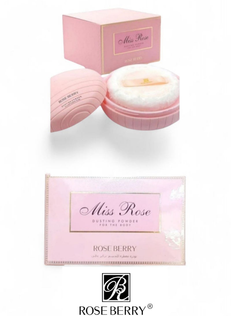 Miss Rose Rose Berry Perfumed Body Powder with Soft Puff - Image 1