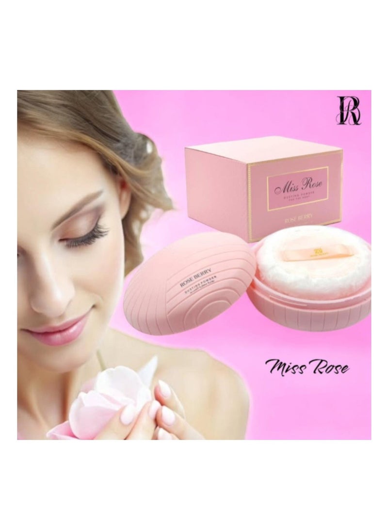 Miss Rose Rose Berry Perfumed Body Powder with Soft Puff - Image 2
