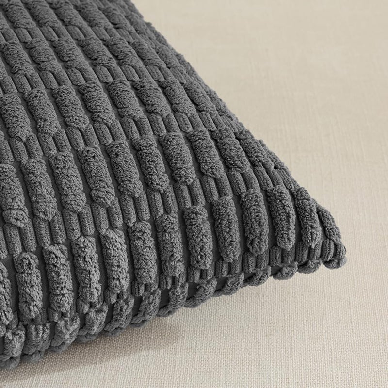 Fancy Homi 4 Packs Decorative Throw Pillow Covers for Living Room Couch Bed, Modern Farmhouse Boho Home Décor Accent Cushion Case, 24" x 24", Dark Gray - Image 4