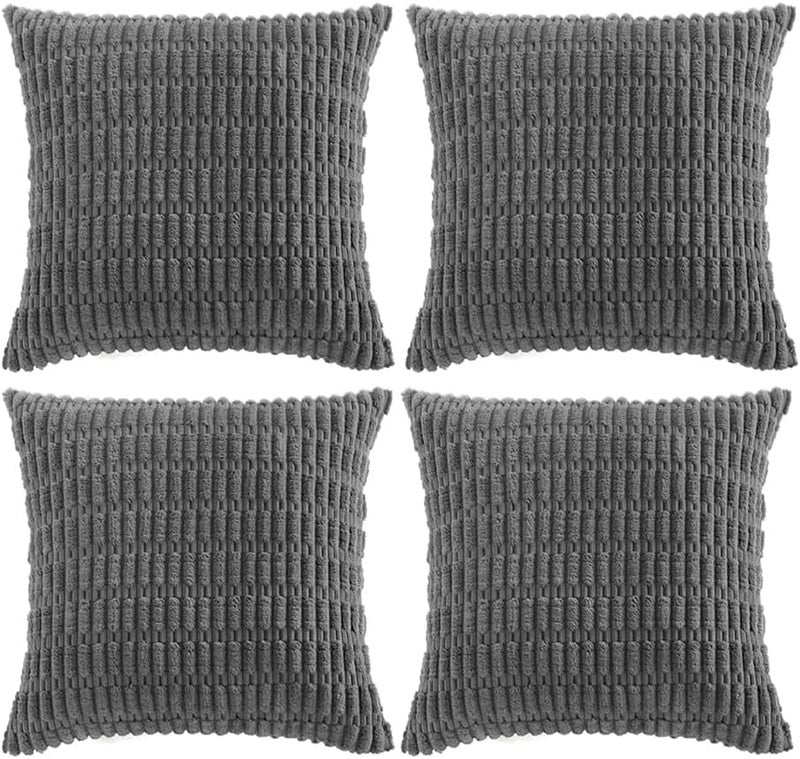 Fancy Homi 4 Packs Decorative Throw Pillow Covers for Living Room Couch Bed, Modern Farmhouse Boho Home Décor Accent Cushion Case, 24" x 24", Dark Gray - Image 1