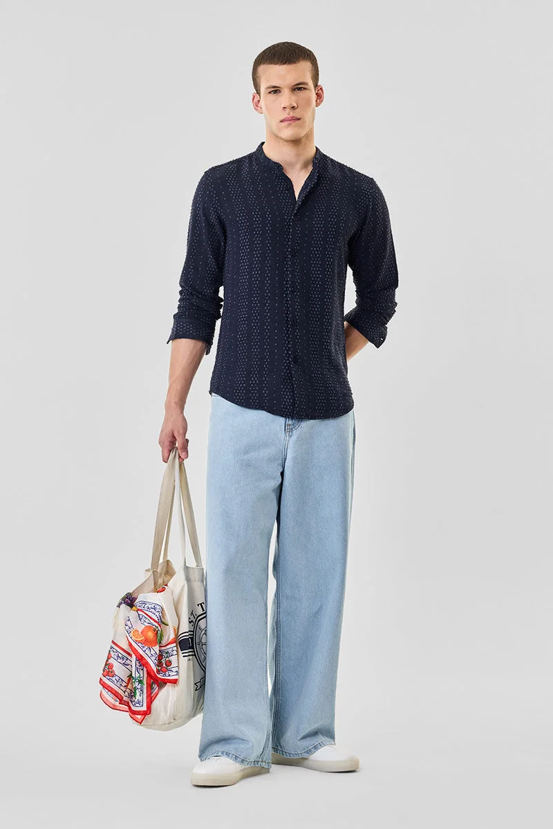 SNITCH Dobby Weave Slim Fit Mandarin Shirt