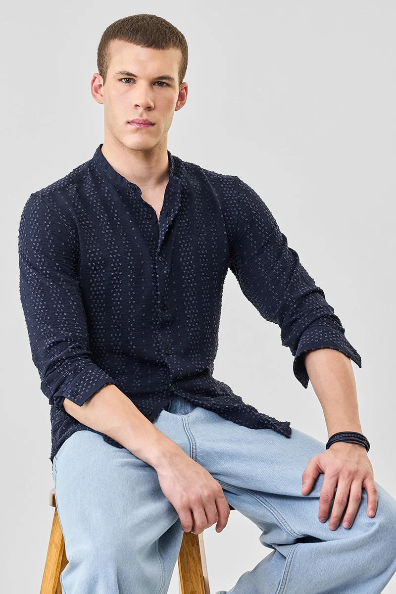 SNITCH Dobby Weave Slim Fit Mandarin Shirt