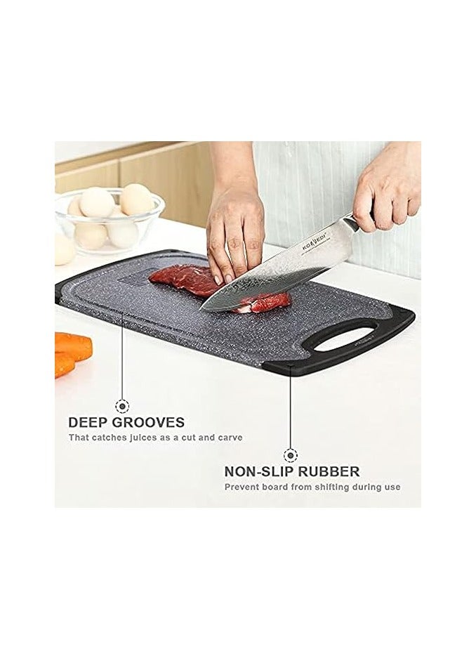 general Plastic Cutting Board, 3 Pieces Dishwasher Safe Cutting Boards with Juice Grooves, Easy Grip Handle, Non-Slip, with Grinding Area for Grinding Garlic and Ginger - Image 1