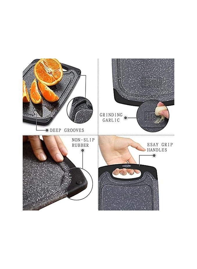 general Plastic Cutting Board, 3 Pieces Dishwasher Safe Cutting Boards with Juice Grooves, Easy Grip Handle, Non-Slip, with Grinding Area for Grinding Garlic and Ginger - Image 2