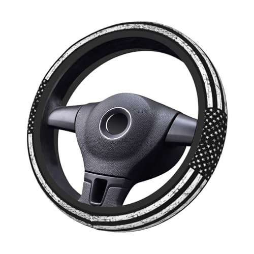 KARREAL Black White American Flag Elastic Steering Wheel Cover NonSlip Breathable Neoprene Steering Wheel Covers Men Car Accessories Universal 15 Inch Fit Auto Suvs Truck - Image 3