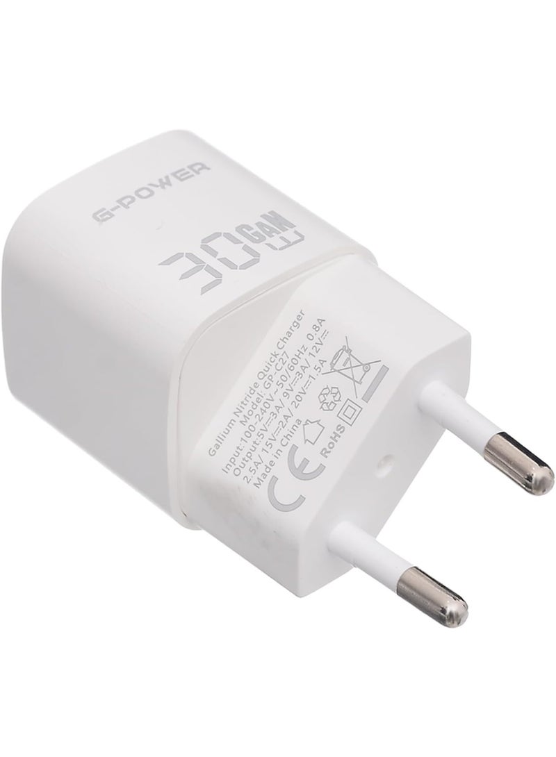 جي باور شاحن سريع G-Power GP-C27 بقوة 30 واط بمنفذ USB-C واحد، متوافق مع أجهزة iPhone 14/14 Plus/14 Pro/14 Pro Max/13، وGalaxy، وPixel 4/3، وiPad/iPad - أبيض وردي - Image 3