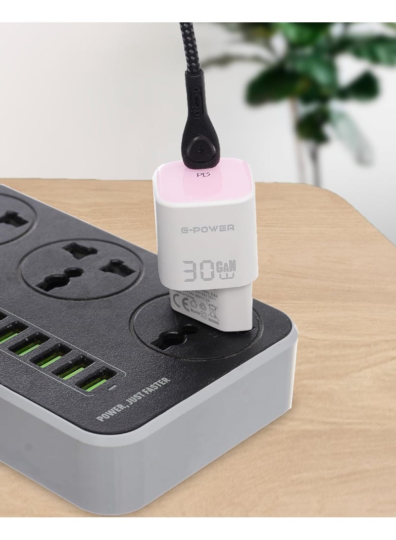 جي باور شاحن سريع G-Power GP-C27 بقوة 30 واط بمنفذ USB-C واحد، متوافق مع أجهزة iPhone 14/14 Plus/14 Pro/14 Pro Max/13، وGalaxy، وPixel 4/3، وiPad/iPad - أبيض وردي - Image 5