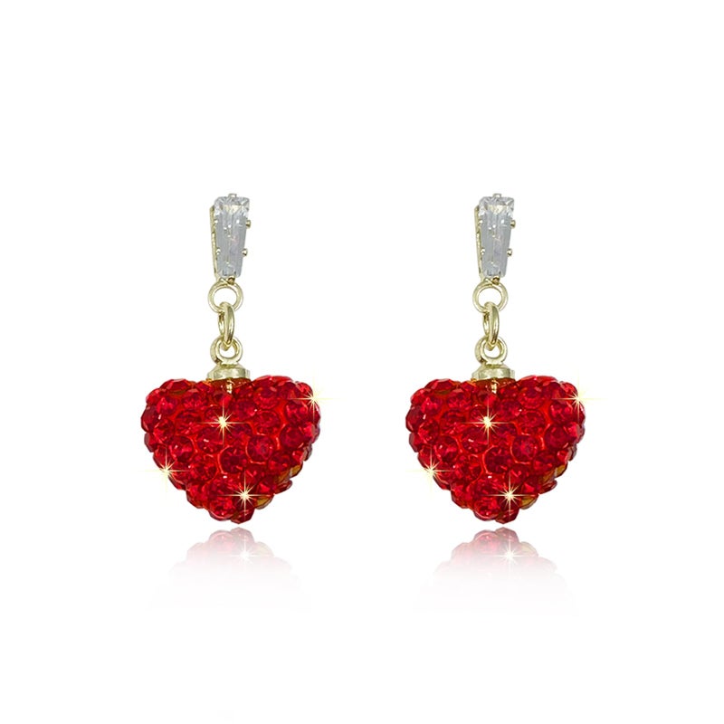HTH Red Heart Earrings Glitter Cute Big Red Heart Statement Drop Dangle Earrings for Women (A-Red) - Image 1